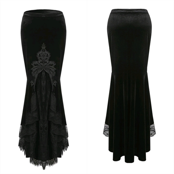 Corset Fishtail Skirt Xxl Dark In Love Gothic Velvet Long Fishtail